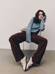 Blue Chambray Soft Touch Crew Neck Knitted Jumper with Alpaca - Image 3 of 6