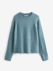 Blue Chambray Soft Touch Crew Neck Knitted Jumper with Alpaca - Image 4 of 6