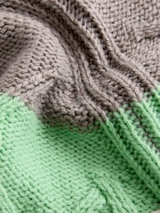 Mint Green Crew Neck Cable Knitted Jumper With Wool - Image 7 of 7