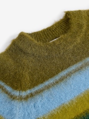 Blue/Green Stripe Brushed Knitted T-Shirt - Image 6 of 7