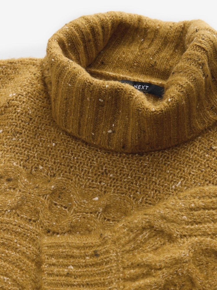 Mosterdgeel - Co-ord Neppy High Roll Neck Knitted Jumper with Wool - Image 8 of 9