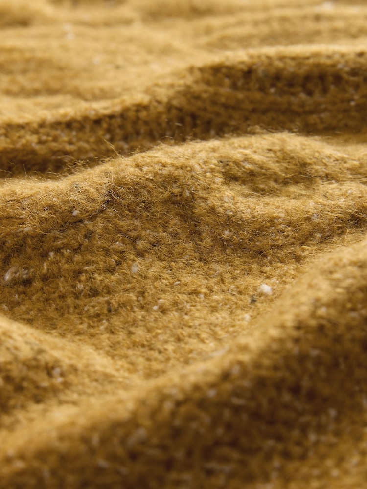 Senfgelb - Neppy gestrickter Pullover mit hohem Rollkragen aus Wolle, kombinierbares Teil - Bild 9 von 9