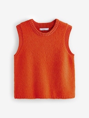 Orange Soft Touch Sleeveless Knitted Vest Tank Top Jumper with Wool - Image 5 of 6