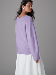 Purple Lilac Scoop Neck Knitted Jumper with Wool - Image 3 of 7