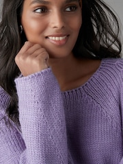 Purple Lilac Scoop Neck Knitted Jumper with Wool - Image 4 of 7