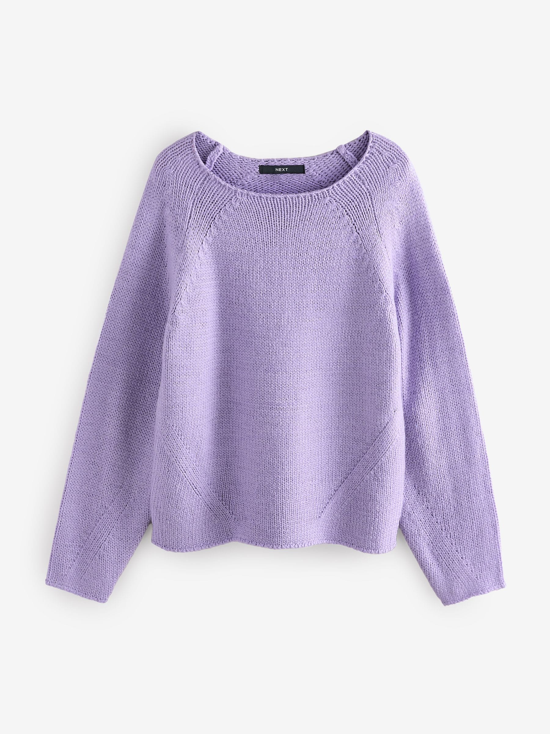 Buy Purple Lilac Scoop Neck Knitted Jumper with Wool from