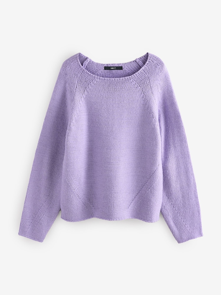 Violet lilas - Pull en maille à col rond avec laine - Image 5 of 7