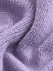 Purple Lilac Scoop Neck Knitted Jumper with Wool - Image 6 of 7