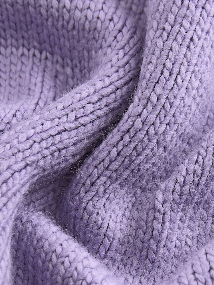 Violet lilas - Pull en maille à col rond avec laine - Image 6 of 7