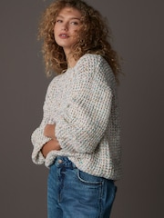 Multi Neppy Chunky Knitted Oversized Jumper with Wool - Image 1 of 6