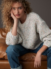Multi Neppy Chunky Knitted Oversized Jumper with Wool - Image 2 of 6