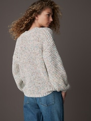 Multi Neppy Chunky Knitted Oversized Jumper with Wool - Image 3 of 6