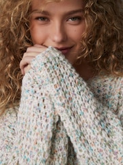 Multi Neppy Chunky Knitted Oversized Jumper with Wool - Image 4 of 6