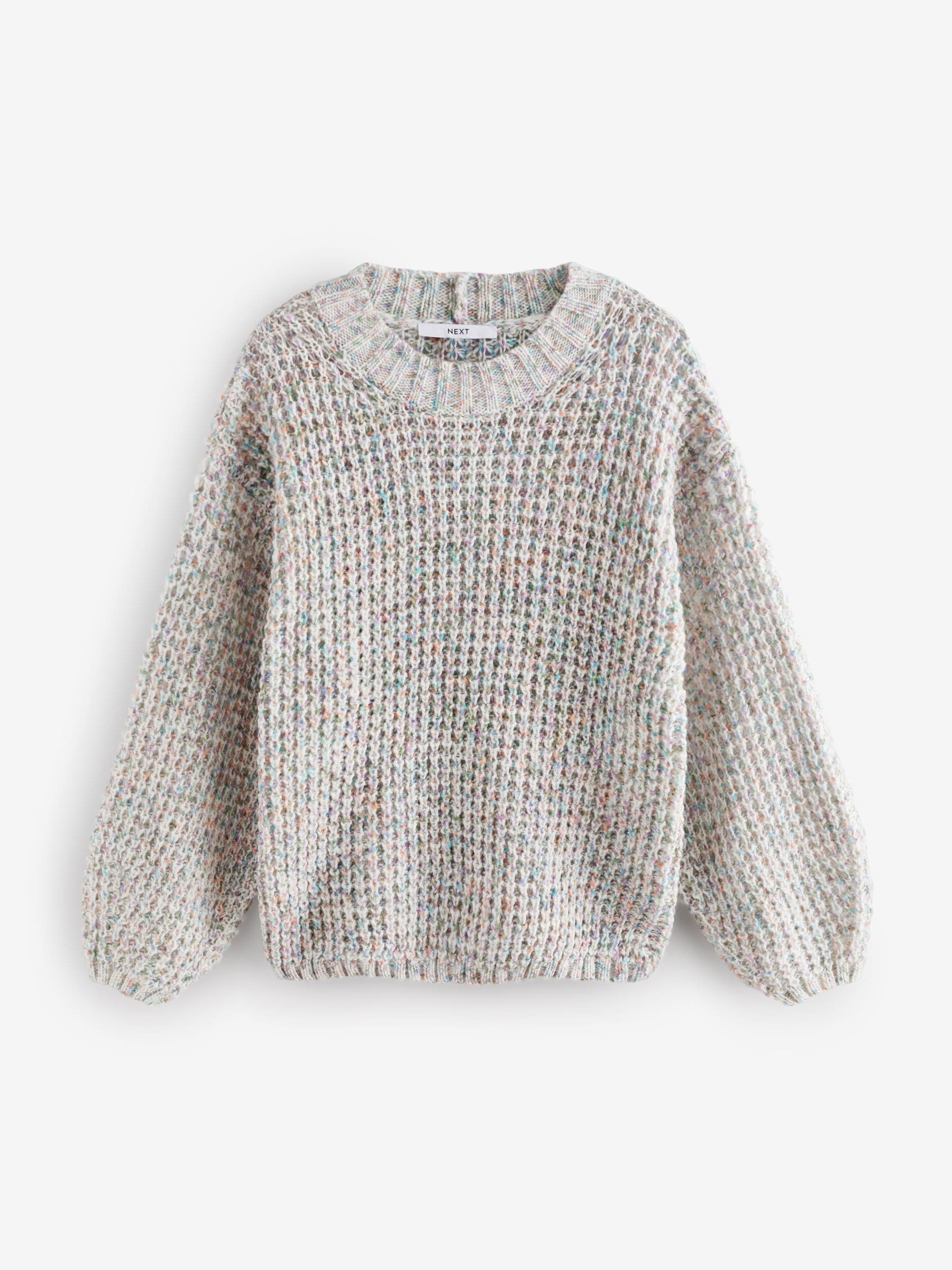 Multi Neppy Chunky Knitted Oversized Jumper with Wool