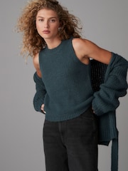 Bleu - Débardeur en tricot à col rond - Image 1 of 6