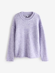 Purple Lilac Soft Touch Crew Neck Knitted Jumper with Wool - Image 4 of 6