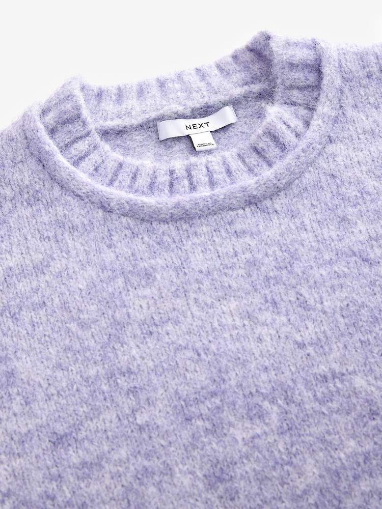 Purple Lilac Soft Touch Crew Neck Knitted Jumper with Wool - Image 6 of 6