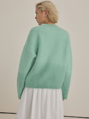 Green Mint Soft Touch Long Sleeve Colourful Dyed Crew Neck Knitted Jumper - Image 2 of 4