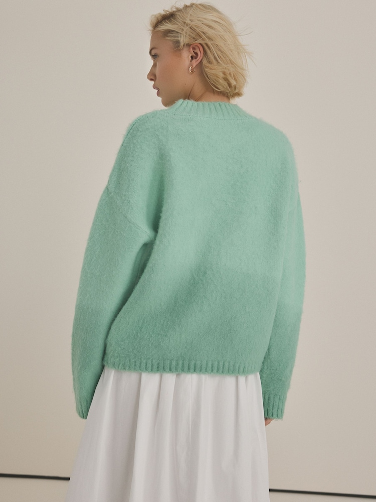 Green Mint Soft Touch Long Sleeve Colourful Dyed Crew Neck Knitted Jumper - Image 2 of 4