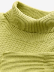Green Lime High Roll Neck Rib Knitted Jumper with Wool - Image 8 of 8
