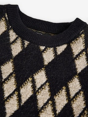 Black Argyle Pattern Knitted Jumper - Image 7 of 8