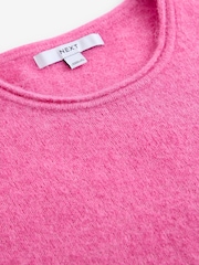 Pink Bright Short Sleeve Crew Neck Knitted T-Shirt With Wool - Image 7 of 7