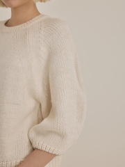 Ecru Half Sleeve Crew Neck Jumper with Wool - Image 4 of 7