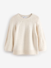 Ecru Half Sleeve Crew Neck Jumper with Wool - Image 5 of 7