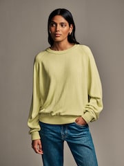 Lime Green Soft Touch Crew Neck Knitted Sweatshirt - Image 1 of 9