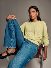 Lime Green Soft Touch Crew Neck Knitted Sweatshirt - Image 4 of 9