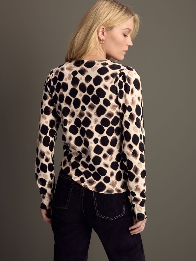 marron neutre - Col rond Manches longues Pattern Knitted Pull - Image 4 of 8