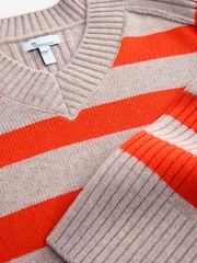 Orange Neutral Stripe Premium V-Neck Jumper - Image 8 of 9