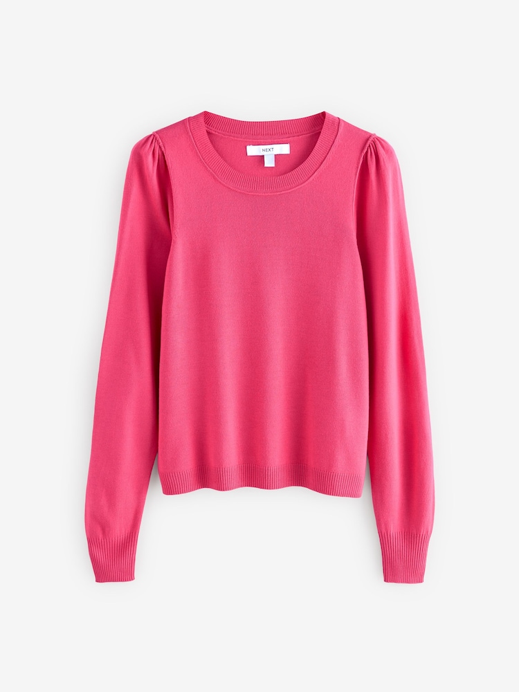 Pink Bright - Crew Neck Long Sleeve Jumper - Image 1 of 8 Pink Bright - Crew Neck Long Sleeve Jumper - Image 1 of 8