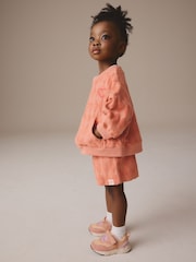 Orange Towelling Crew 100% Cotton Sweatshirt & Shorts Set (3mths-7yrs) - Image 2 of 9