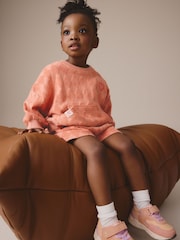 Orange Towelling Crew 100% Cotton Sweatshirt & Shorts Set (3mths-7yrs) - Image 3 of 9