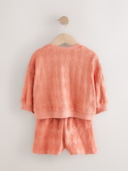 Orange Towelling Crew 100% Cotton Sweatshirt & Shorts Set (3mths-7yrs) - Image 7 of 9