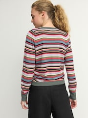 Multi Bright Stripe (multi-rayures lumineuses) - Col rond Manches longues Pattern Knitted Pull - Image 3 de 7