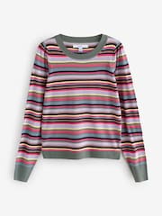 Multi Bright Stripe (multi-rayures lumineuses) - Col rond Manches longues Pattern Knitted Pull - Image 5 de 7