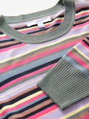 Multi Bright Stripe (multi-rayures lumineuses) - Col rond Manches longues Pattern Knitted Pull - Image 6 de 7
