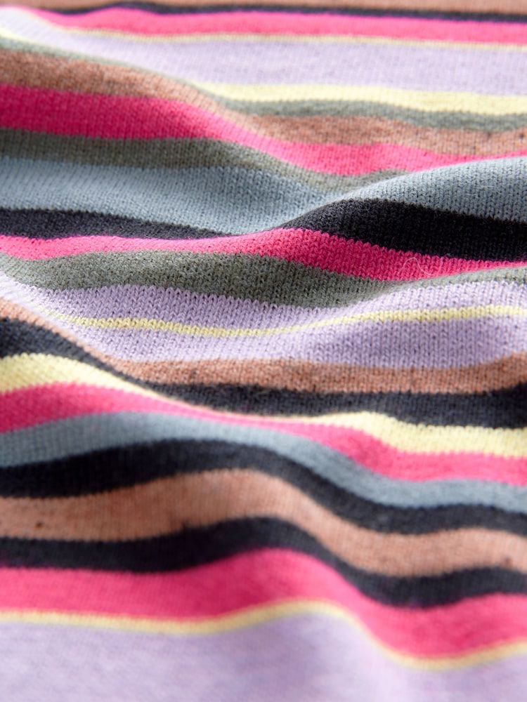 Multi Bright Stripe (multi-rayures lumineuses) - Col rond Manches longues Pattern Knitted Pull - Image 7 of 7