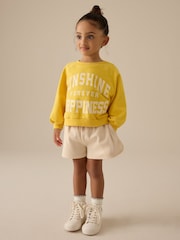 Yellow Long Sleeve 100% Cotton Sweatshirt And Shorts Set (3mths-7yrs) - Image 2 of 9