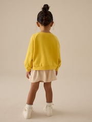 Yellow Long Sleeve 100% Cotton Sweatshirt And Shorts Set (3mths-7yrs) - Image 3 of 9