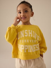 Yellow Long Sleeve 100% Cotton Sweatshirt And Shorts Set (3mths-7yrs) - Image 4 of 9