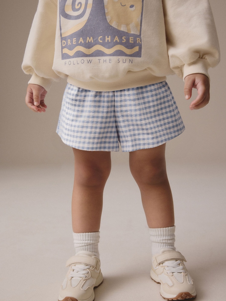 Blue Gingham 100% Cotton Top & Shorts Set (3mths-7yrs) - Image 4 of 8