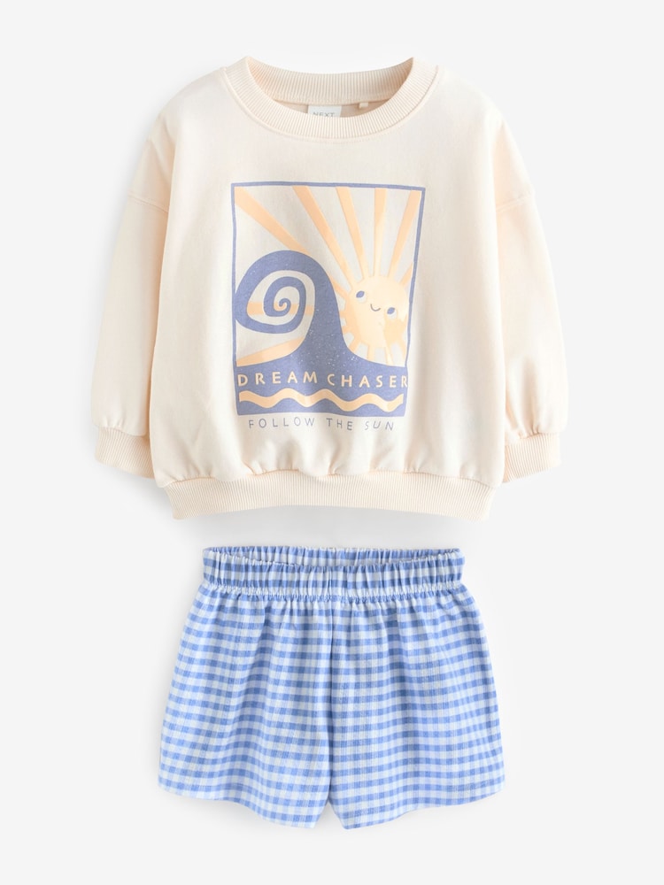 Blue Gingham 100% Cotton Top & Shorts Set (3mths-7yrs) - Image 5 of 8