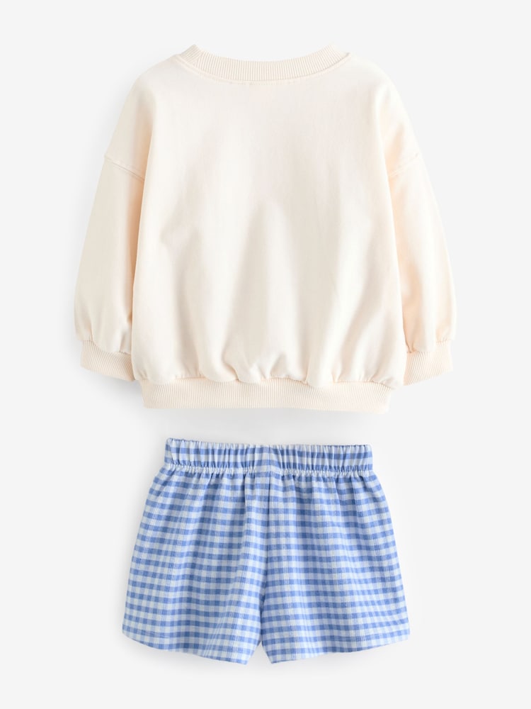 Blue Gingham 100% Cotton Top & Shorts Set (3mths-7yrs) - Image 6 of 8