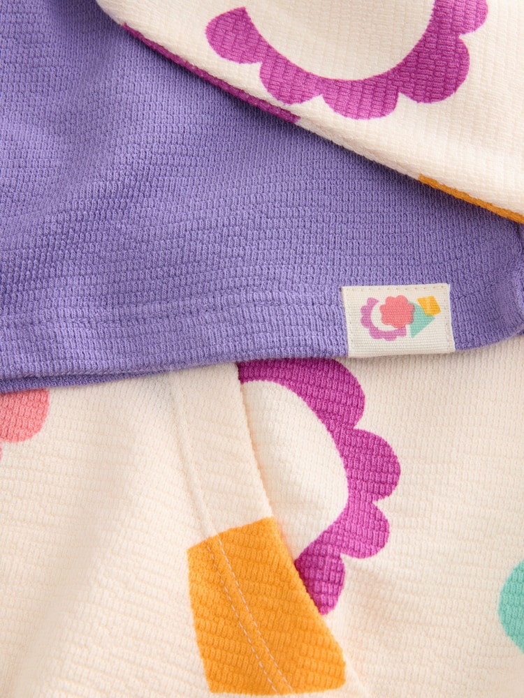 Cream/Purple 100% Cotton Sweatshirt and Shorts Set (3mths-7yrs) - Image 12 of 12