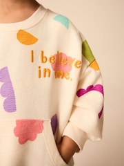 Cream/Purple 100% Cotton Sweatshirt and Shorts Set (3mths-7yrs) - Image 4 of 12