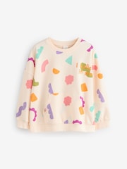 Cream/Purple 100% Cotton Sweatshirt and Shorts Set (3mths-7yrs) - Image 7 of 12