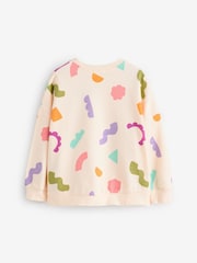 Cream/Purple 100% Cotton Sweatshirt and Shorts Set (3mths-7yrs) - Image 9 of 12